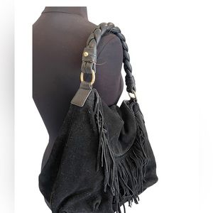 C.Z. Falconer Women Black suede Leather Hobo Bag